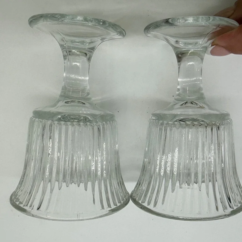 VTG Anchor Hocking Milano Clear Glass Set of 2 Fluted Dessert Goblets